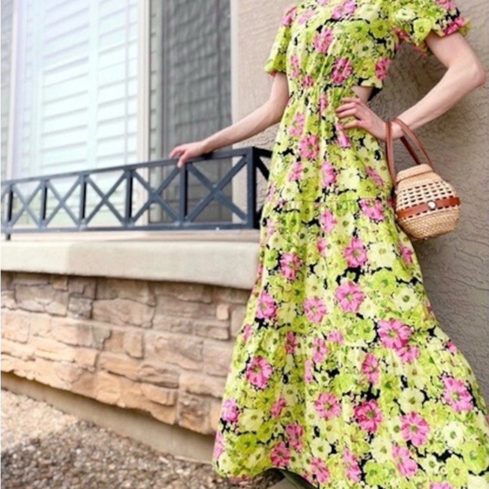 Wayf Plaza Cutout Tiered Maxi Dress